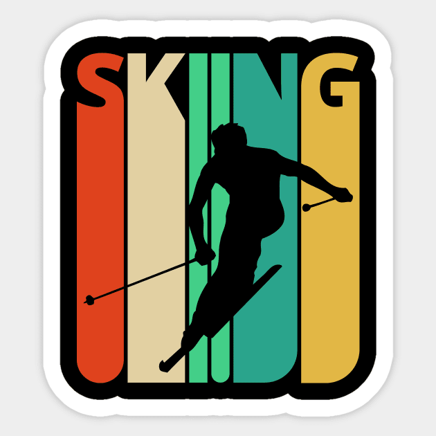 skiing Silhouette, retro design. Sticker by MadebyTigger
